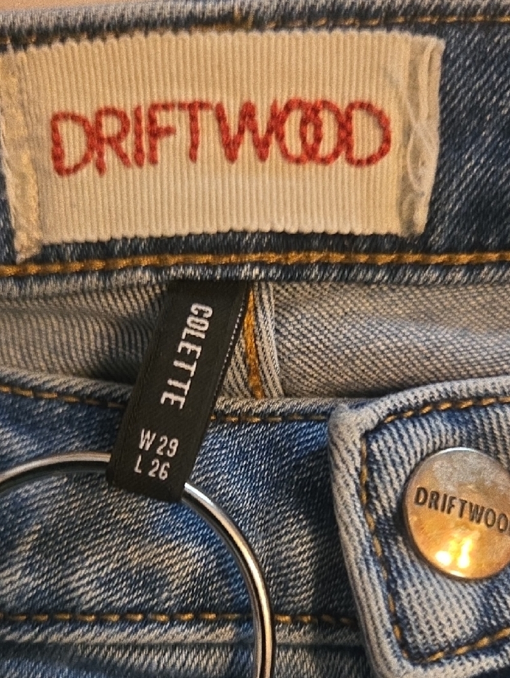 DRIFTWOOD Light Blue Cropped Embroidered Hem Jeans - Picture 5 of 5